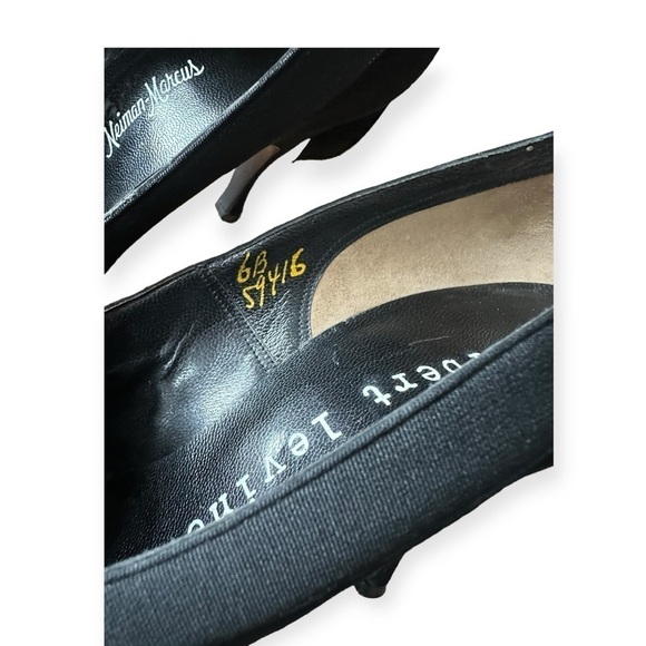 Vintage Herbert Levine "Sailor Beware" Pumps with Bow at Back, Black Suede, Size - Picture 16 of 16